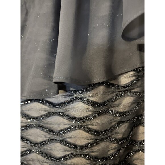 Connected Dress 14 Black Shimmer Sheath Cape Wedding Party Cruise Event NEW $99 - Picture 3 of 16